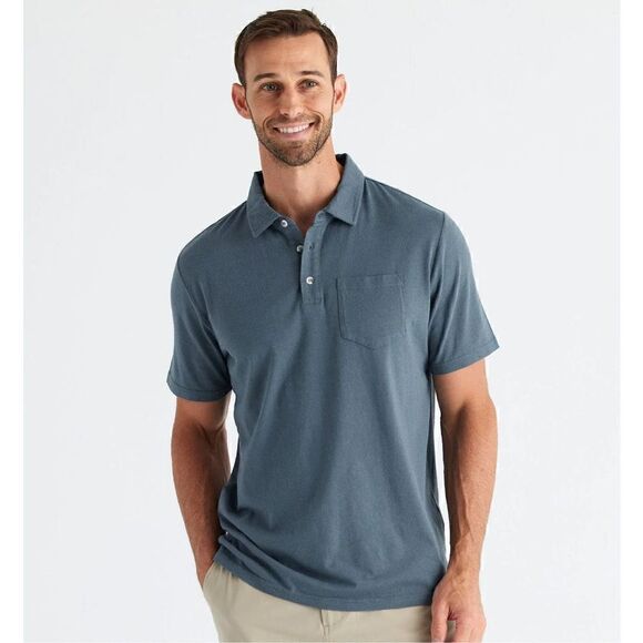 Free Fly Men’s Heritage Polo Sz L Slate Blue Bamboo - Picture 1 of 11